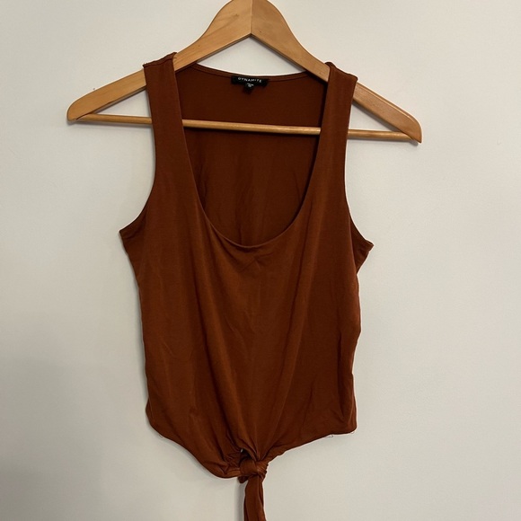 5/20$ Dynamite Brown Sleeveless Tie-Front Top size xs - Picture 2 of 6
